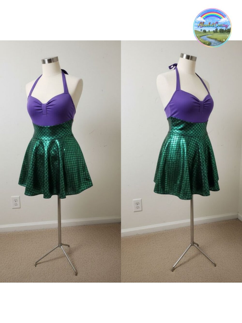 Mermaid Costume Set Dress Halloween Cosplay Role Play Polyester